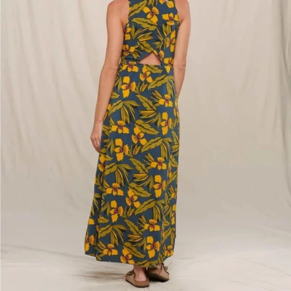 Toad&Co Sunkissed Dress in midnight Blue and Yellow Floral Size small - Picture 2 of 12